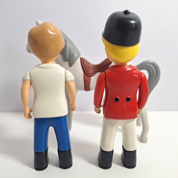 Little Tikes Horse 2 Riders Boy Figure Jockey Gray Dapple Pony Vintage Lot - Picture 6 of 13